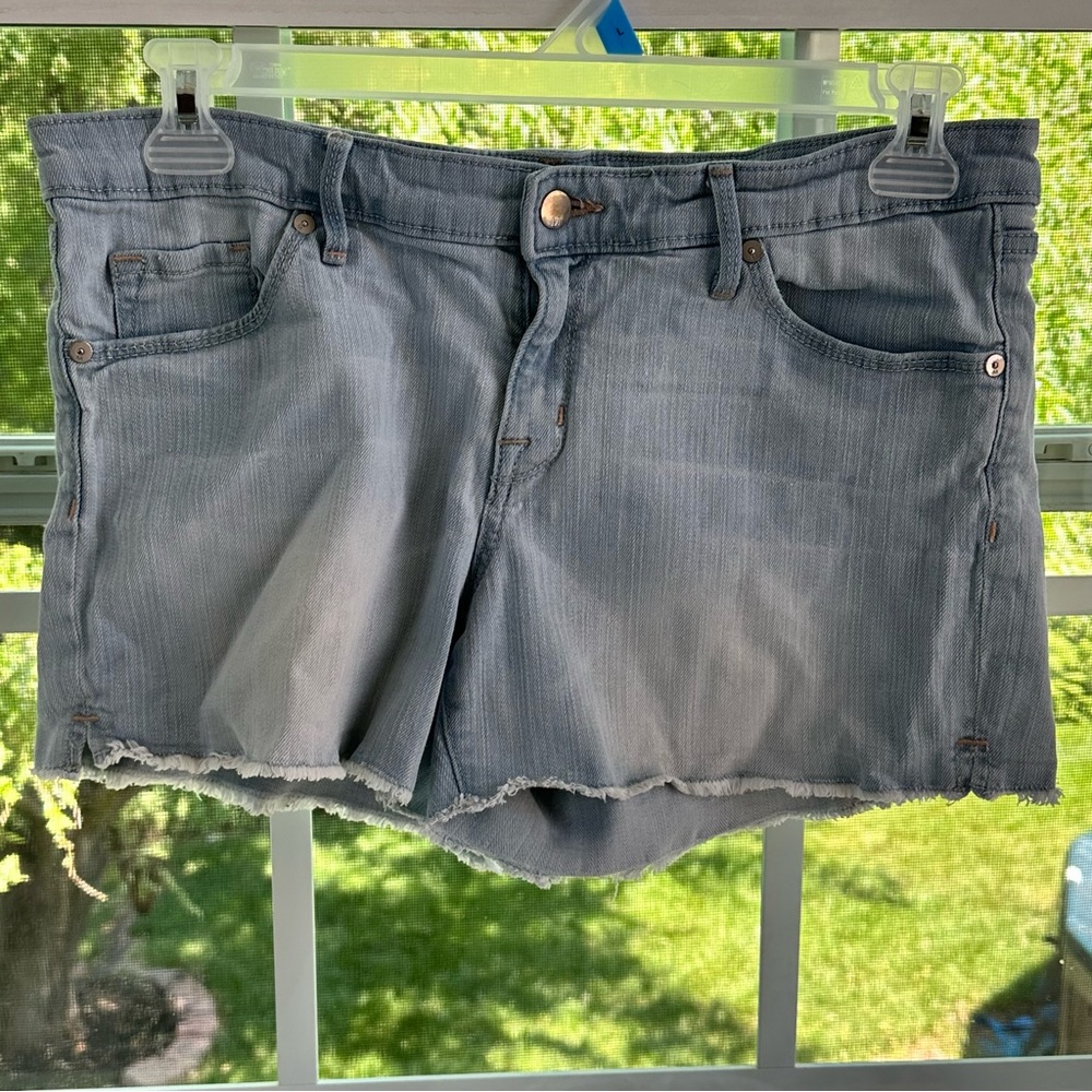 Blue Frayed Jean Shorts